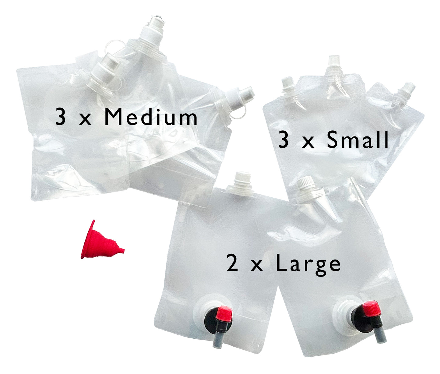 Ultimate Hidden Drinks Flasks Kit 8 pouches With Funnel (for Festivals, Events, Travel)