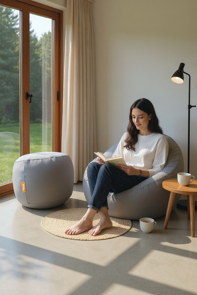 REMY SLEEP The Footrest (2023 Generation) – Earl Grey | Ergonomic Bean-Filled Foot Rest Cushion