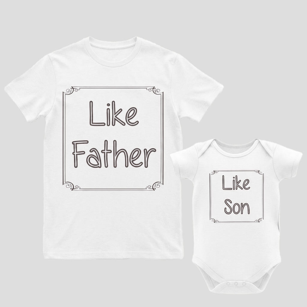 Like Father Like Son Matching T-Shirt Set - White - Size L Only