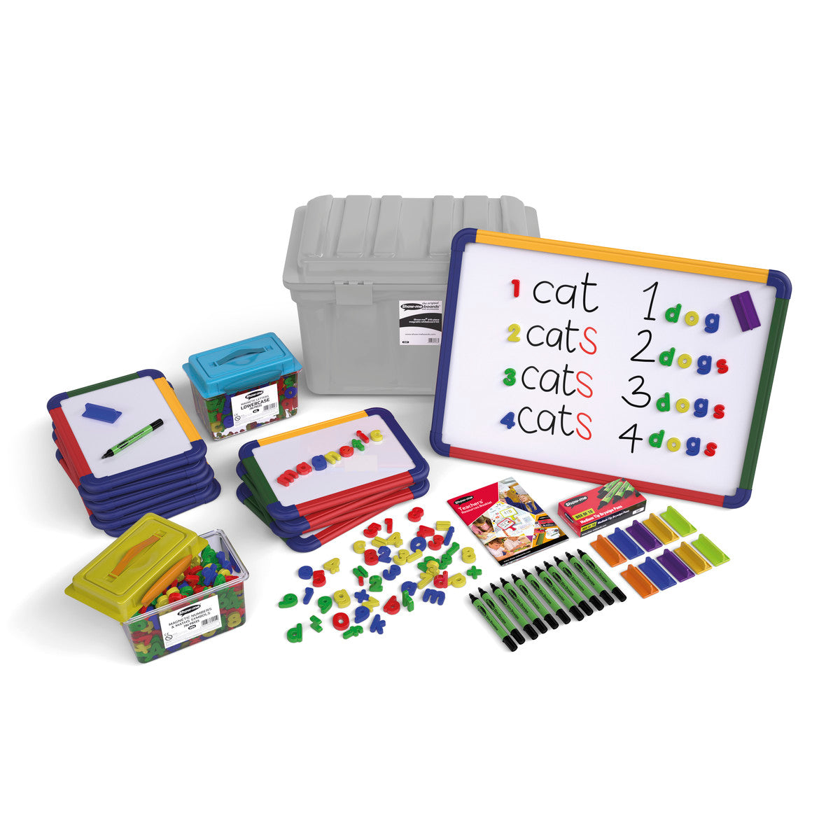 Show-Me 610 Piece Magnetic Whiteboard Classroom Pack inc 11 Boards 24 Markers & 592 letters