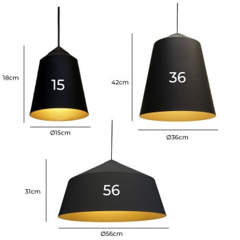 Innermost Piccadilly 36 Black/Gold Pendant Light Modern Industrial Minimal D36 x H42cm