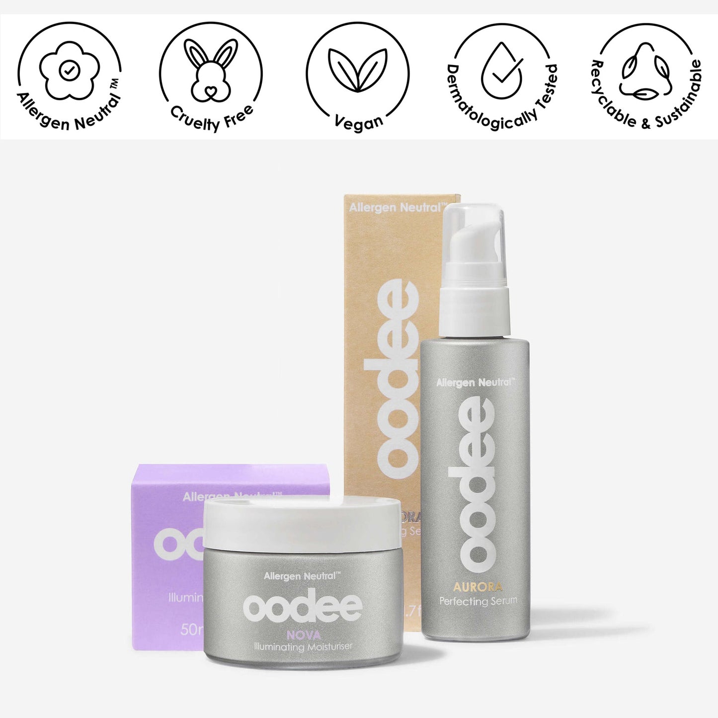 Oodee Hypoallergenic Serum and Moisturiser Celestial Radiance Duo Set