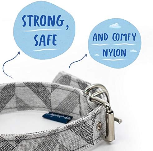 Project Blu - Eco-Friendly Goa Dog Collar- 36-40.5 cm Length, Grey Chevron