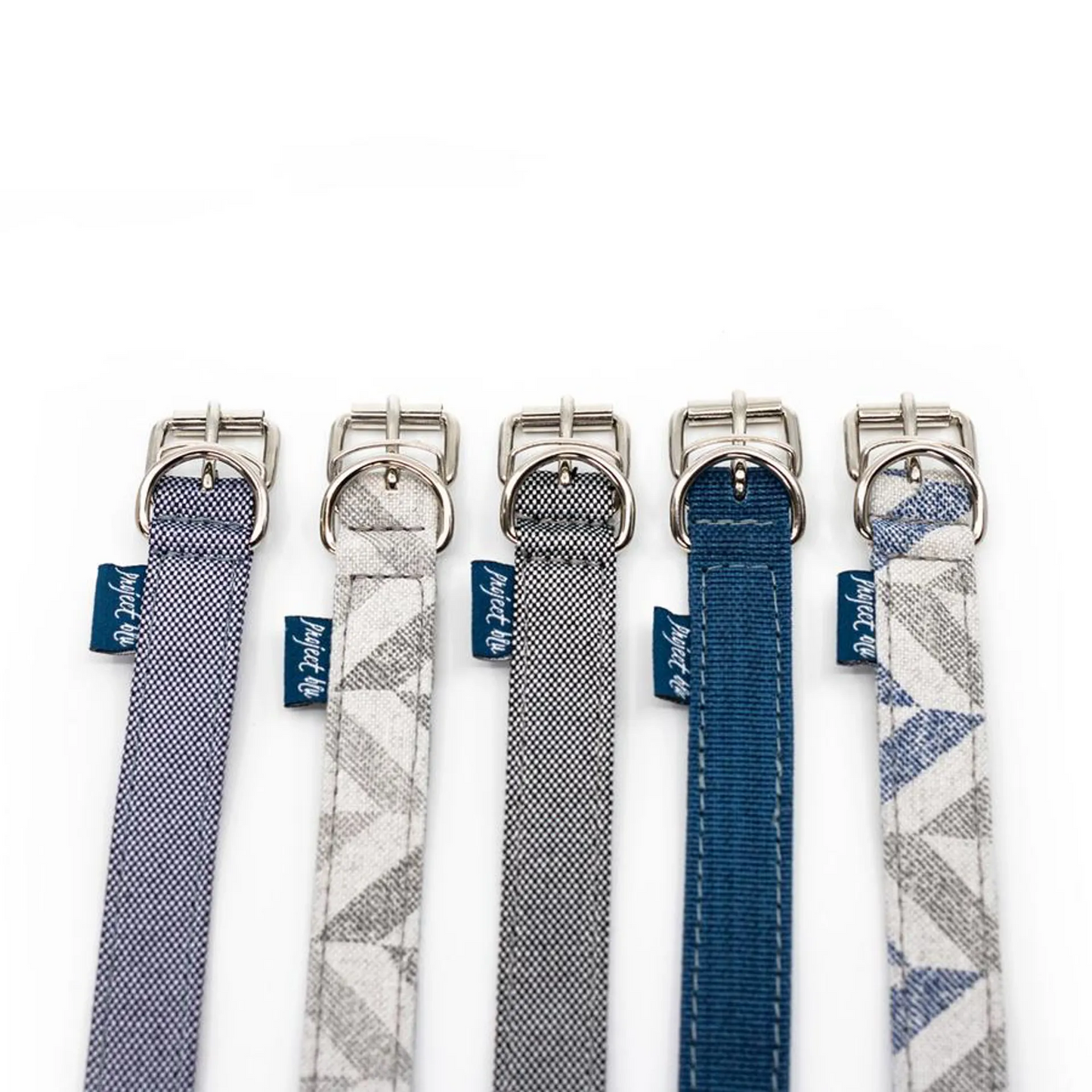 Project Blu - Eco-Friendly Goa Dog Collar- 36-40.5 cm Length, Grey Chevron