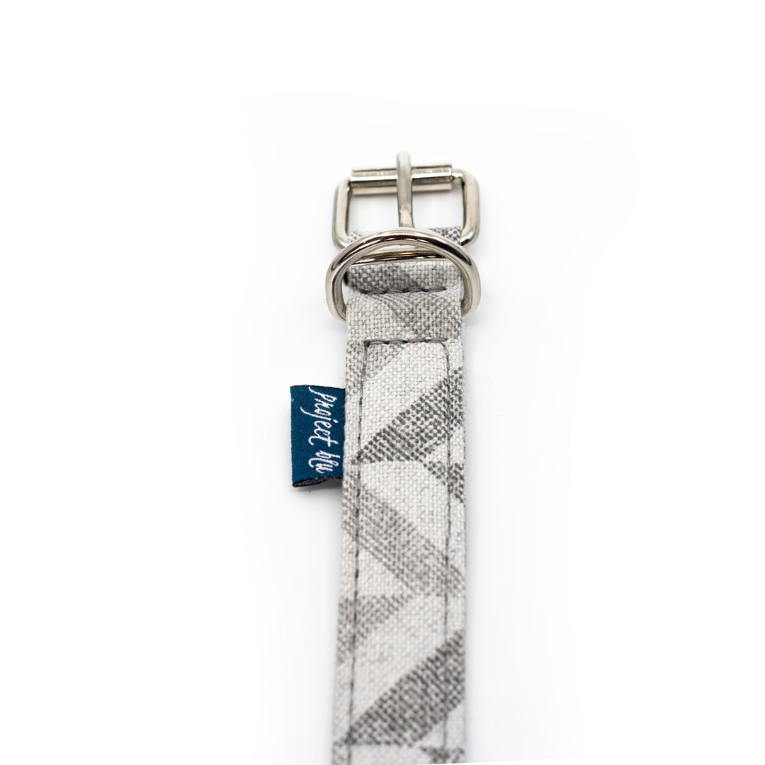 Project Blu - Eco-Friendly Goa Dog Collar- 36-40.5 cm Length, Grey Chevron