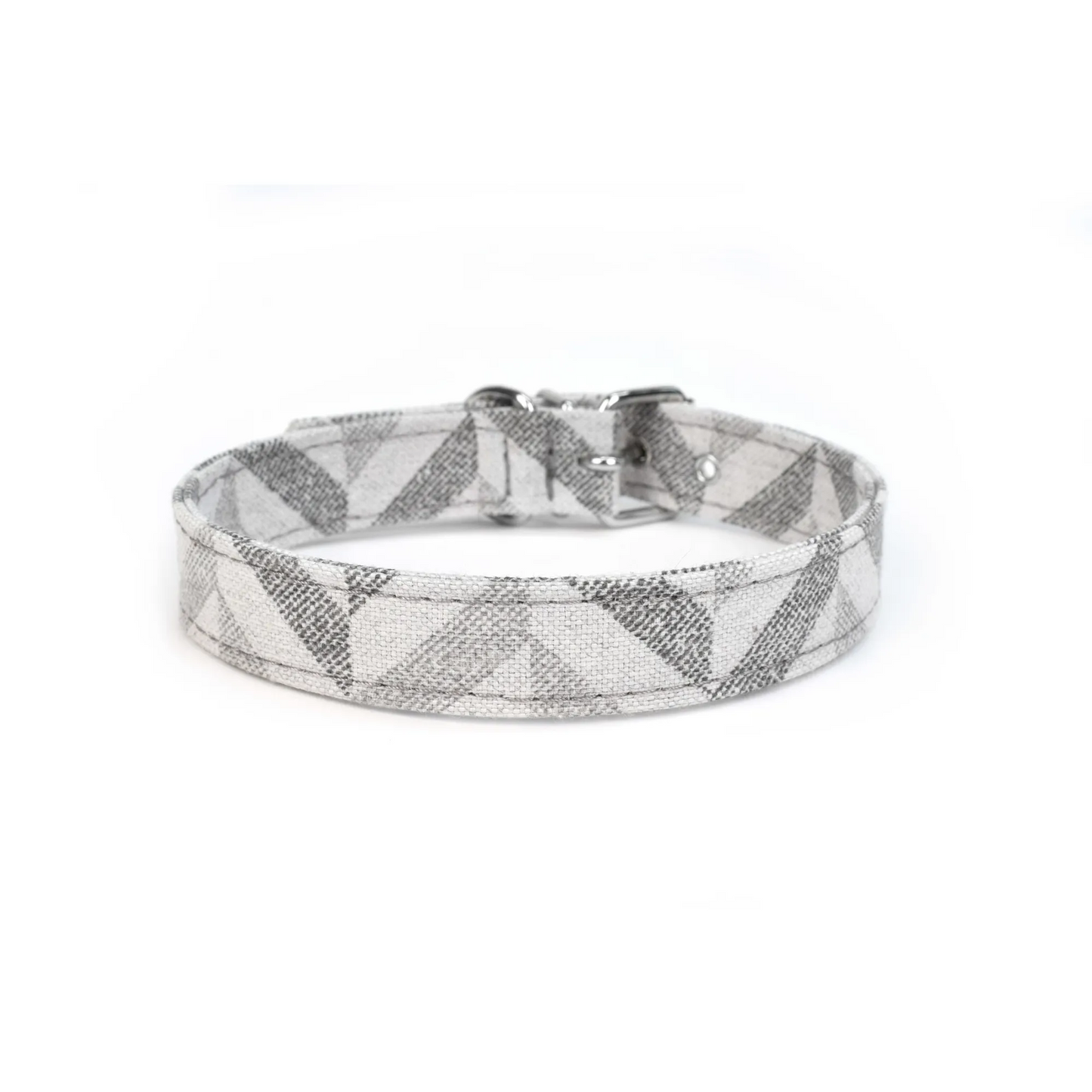 Project Blu - Eco-Friendly Goa Dog Collar- 36-40.5 cm Length, Grey Chevron