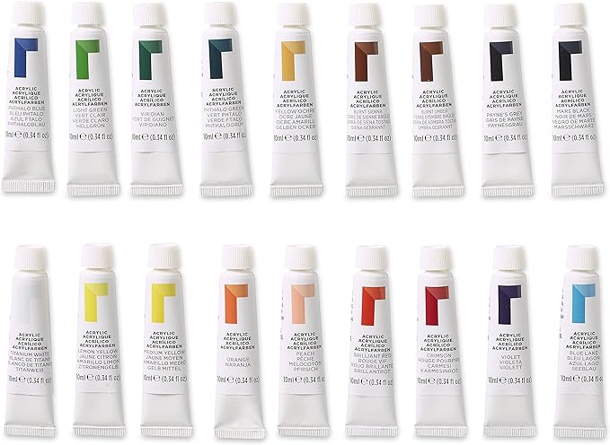 Reeves Acrylic Tube Paint Set - 18 Colours x 12ml