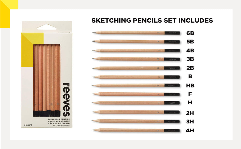 Reeves Sketching Pencils - Pack of 12