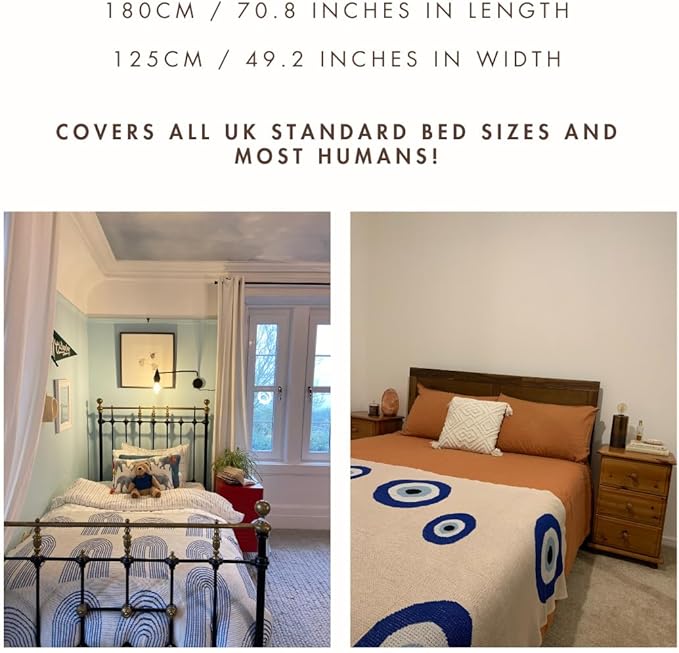 Snuggery Luxury Organic Cotton Knitted Throw Blanket 180 x 125cm - Mykonos Eye End