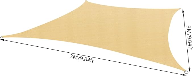 Premium Sun Shade Sail Waterproof UV protection - Square 3m - Sand Coloured