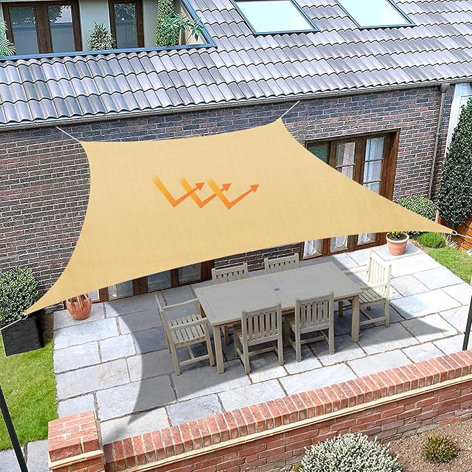Premium Sun Shade Sail Waterproof UV protection - Square 3m - Sand Coloured