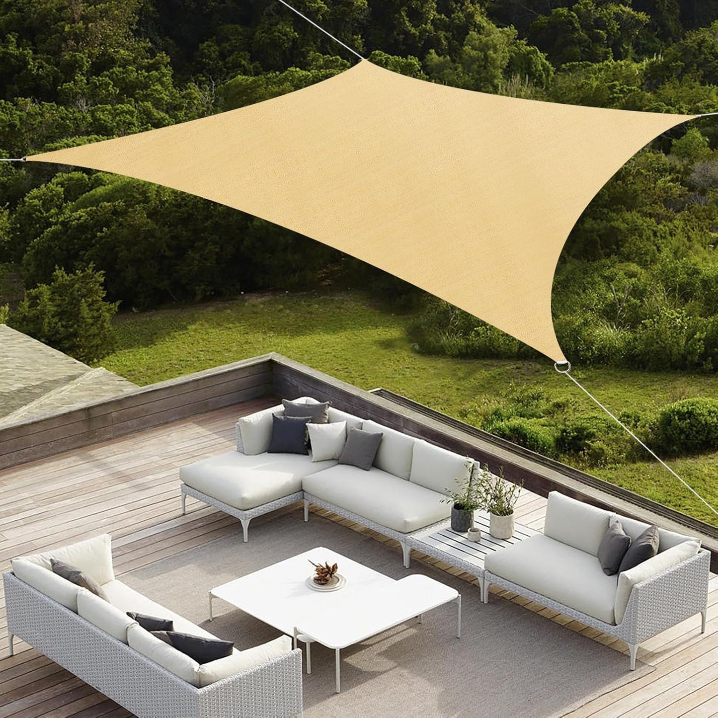 Premium Sun Shade Sail Waterproof UV protection - Square 3m - Sand Coloured