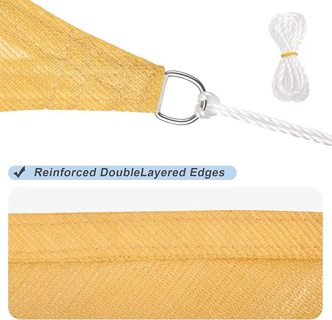 Premium Sun Shade Sail Waterproof UV Protection - Triangle - Sand Coloured
