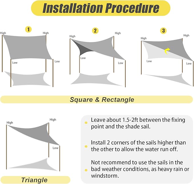 Premium Sun Shade Sail Waterproof UV protection - Square 3m - Sand Coloured