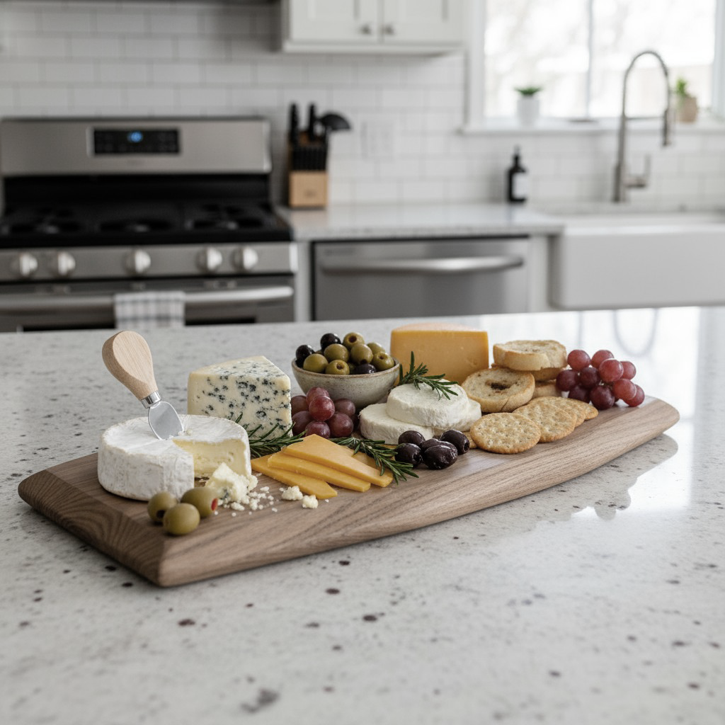 Fairmont & Main Wooden 40cm Food Board Stained Ash Rectangular Faceted Dishwasher Safe AS706