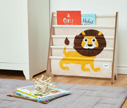 3 Sprouts Kids Bookshelf - 4-Tier Front-Facing Book Storage Organiser for Nursery & Playroom (Holds up to 35 Books) - Lion