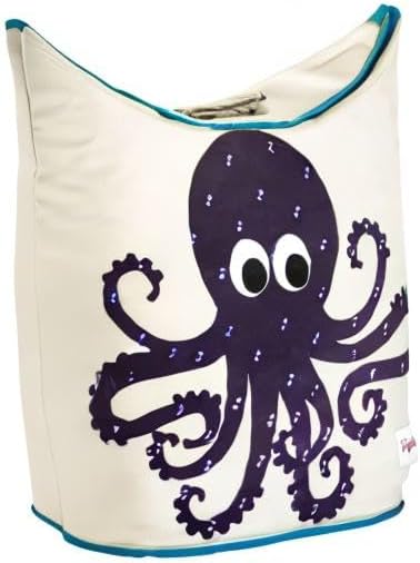 3 Sprouts - Laundry Hamper – Baby Storage Basket Organizer Bin for Nursery Clothes - Octopus