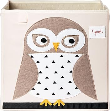 3 Sprouts - Storage Box - OWL - 13" Collapsible Fabric Organiser