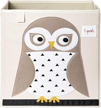 3 Sprouts - Storage Box - OWL - 13" Collapsible Fabric Organiser