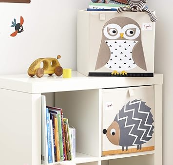 3 Sprouts - Storage Box - OWL - 13" Collapsible Fabric Organiser