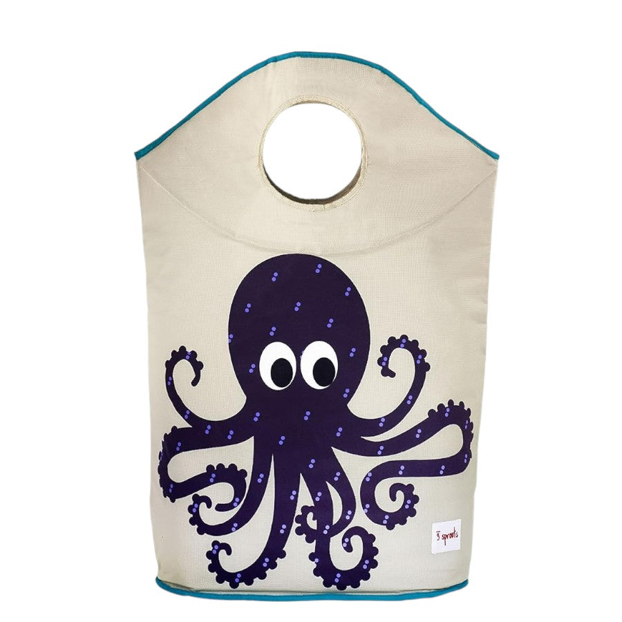 3 Sprouts - Laundry Hamper – Baby Storage Basket Organizer Bin for Nursery Clothes - Octopus