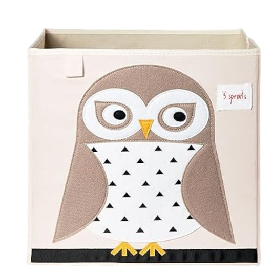 3 Sprouts - Storage Box - OWL - 13" Collapsible Fabric Organiser