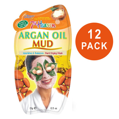 12 x 7th Heaven Moroccan Argan Oil Mud Face Mask - Deep Cleanse & Revitalise