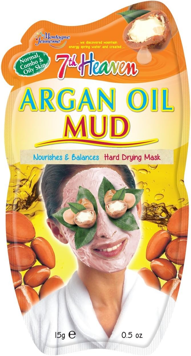 12 x 7th Heaven Moroccan Argan Oil Mud Face Mask - Deep Cleanse & Revitalise