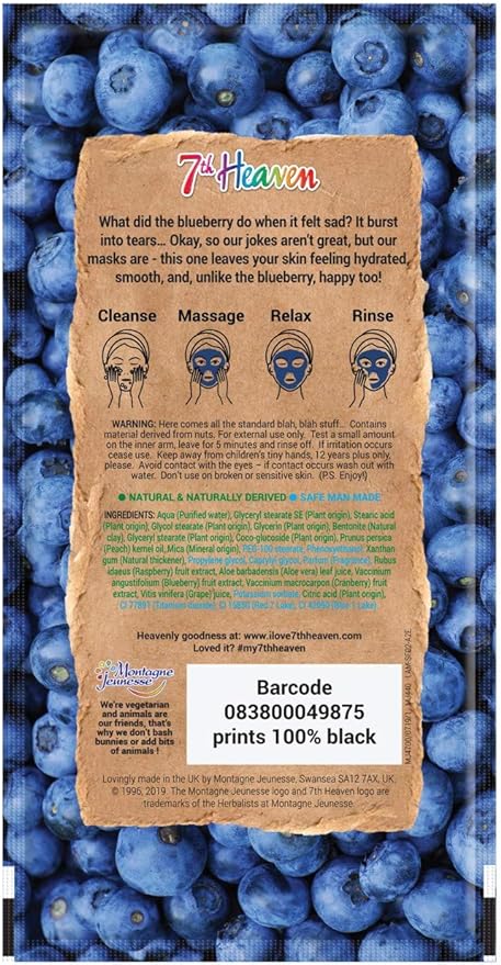 12 x 7th Heaven Superfood Blueberry Mud Face Mask - Soothing and Hydrating