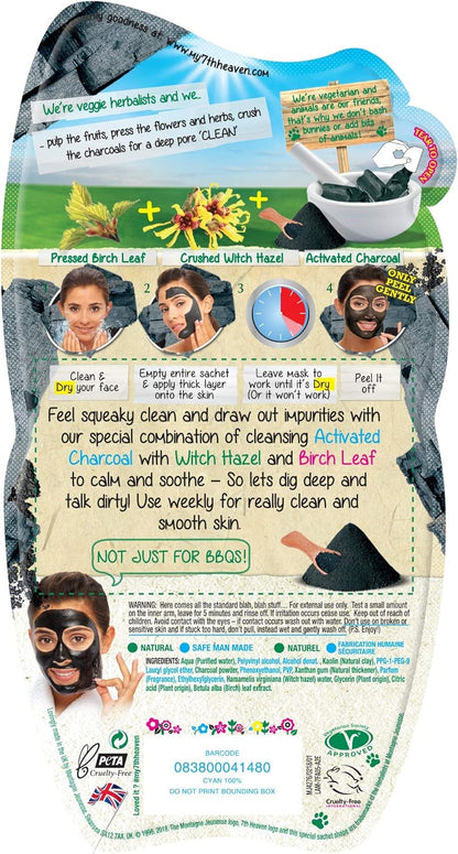 12 x 7th Heaven Charcoal Detox Peel-Off Face Masks – Vegan & Cruelty Free