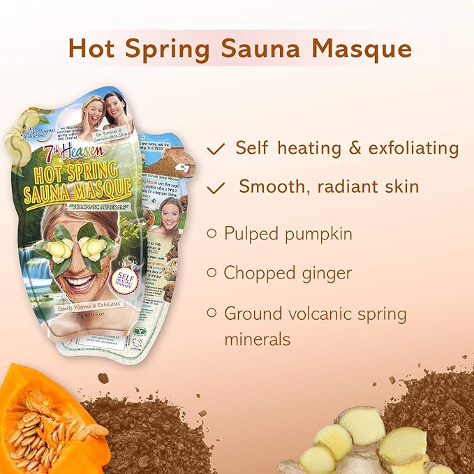 12 x 7th Heaven Hot Spring Sauna Self-Heating Face Mask - Volcanic Mineral Deep Cleanse