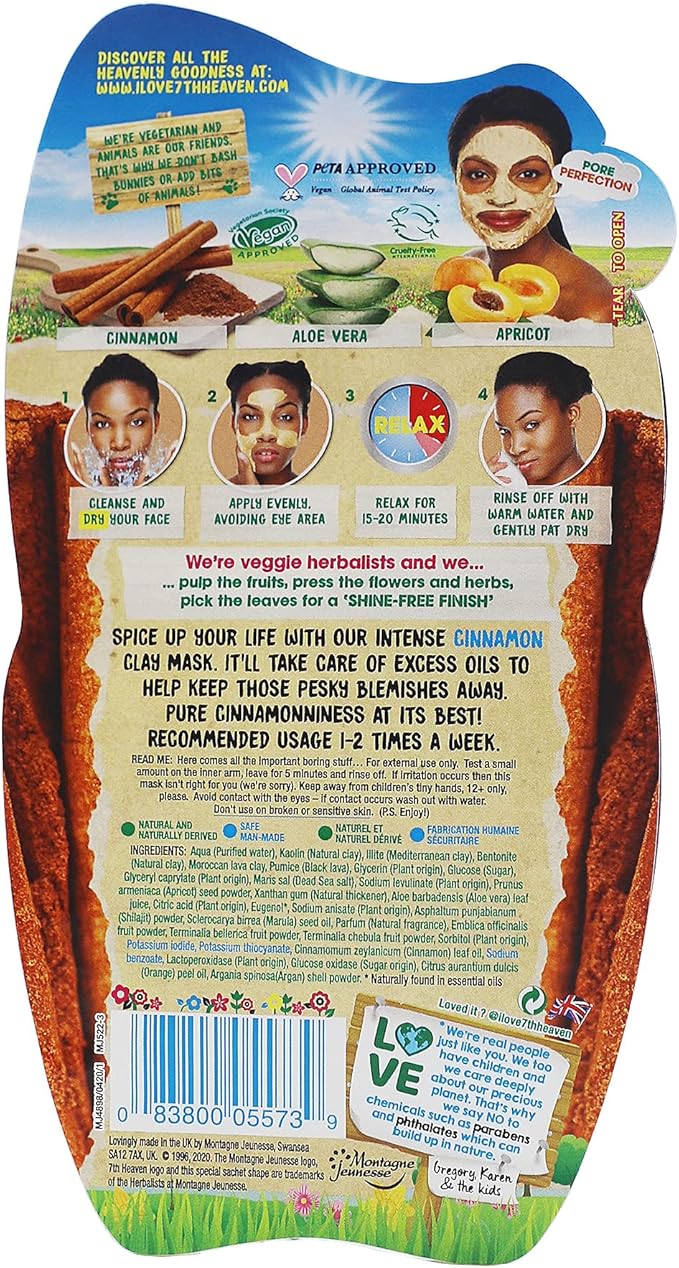 12 x 7th Heaven Intense Cinnamon Clay Peel Off Face Mask - Mattifying Deep Pore Cleanse