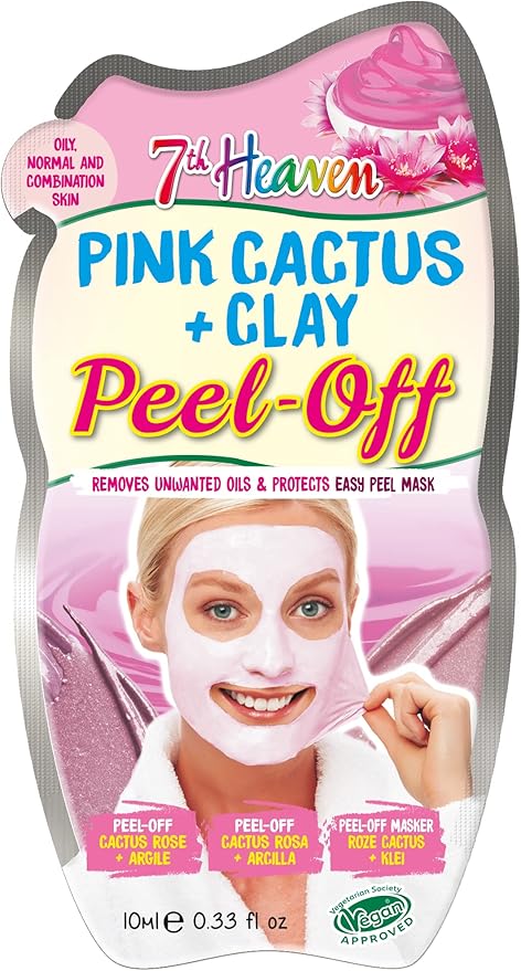12 x 7th Heaven Pink Cactus Clay Peel Off Face Mask - Detox, Hydrate & Brighten