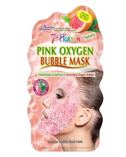 7th Heaven - Pink Oxygen Bubble Moisture Sheet Face Mask For Normal & Combo Skin - Refreshing Grapefruit & Raspberry