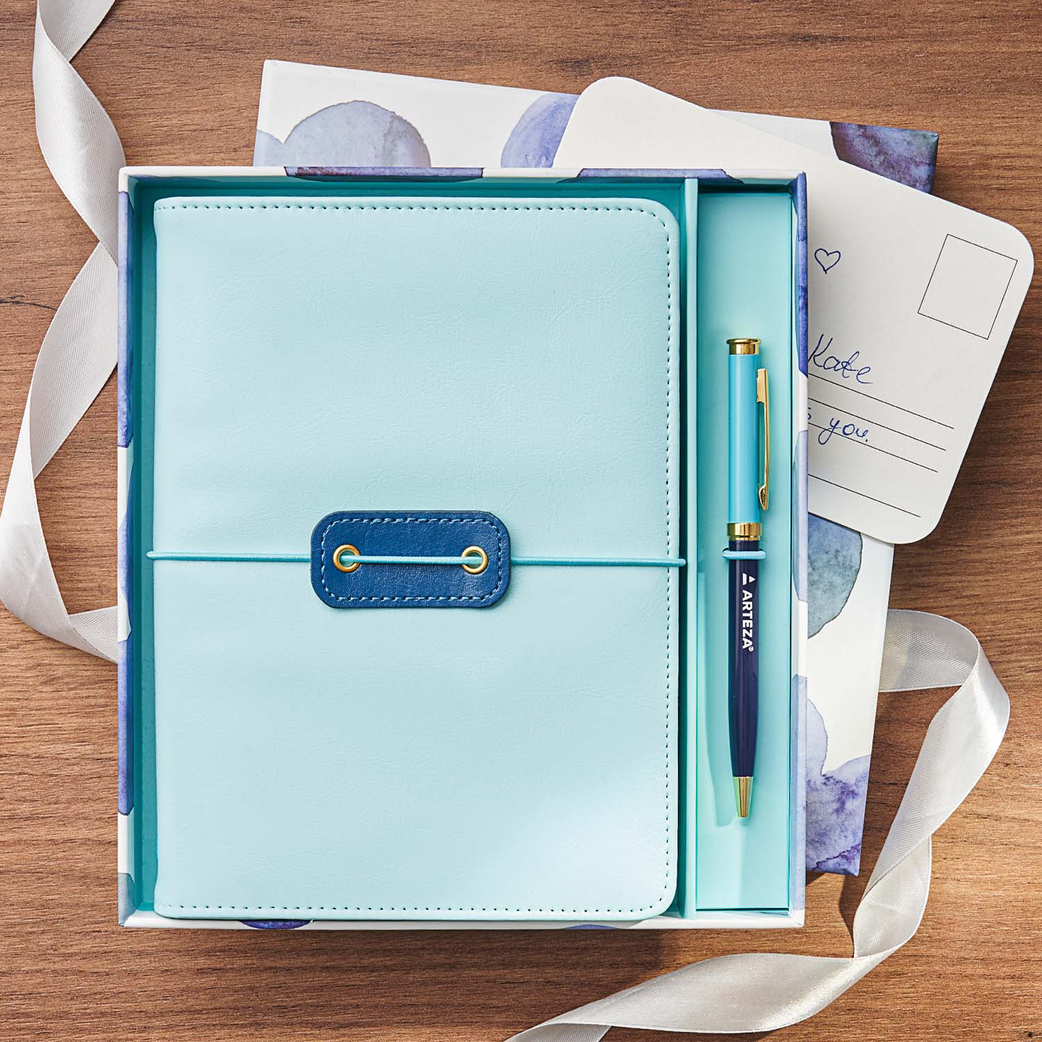 Arteza - Luxury Boxed Gift Set of 2 Covered & Banded Journals with Pen