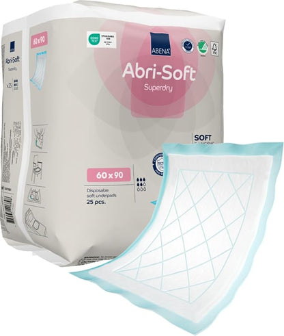 Abri-Soft disposable underpads packaging with a sample pad on a white background