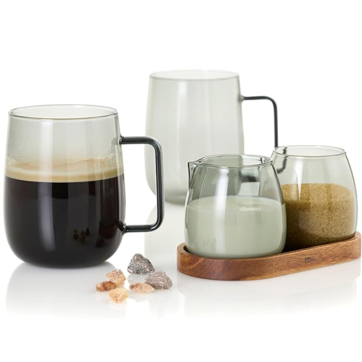 AdHoc Hand Blown Glass Tea/Coffee Mugs 560 ml TK64 Set of Two