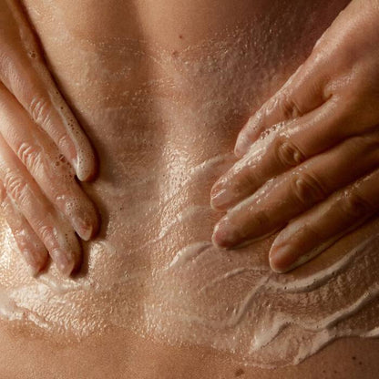 Close-up of hands applying soap to skin