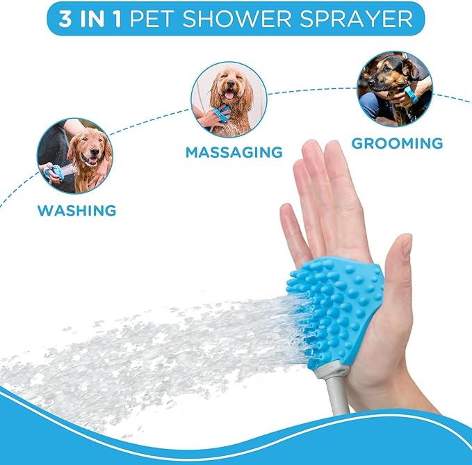 Aquapaw Dog Washer & Shower Attachment | Fast & Easy Indoor & Outdoor Pet Bathing, Massaging & Grooming