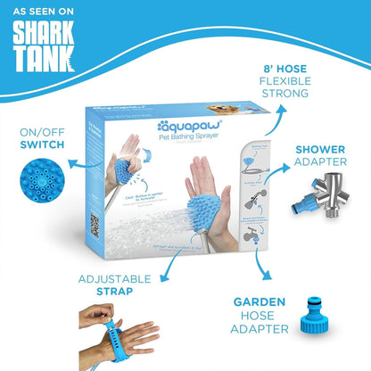 Aquapaw Dog Washer & Shower Attachment | Fast & Easy Indoor & Outdoor Pet Bathing, Massaging & Grooming