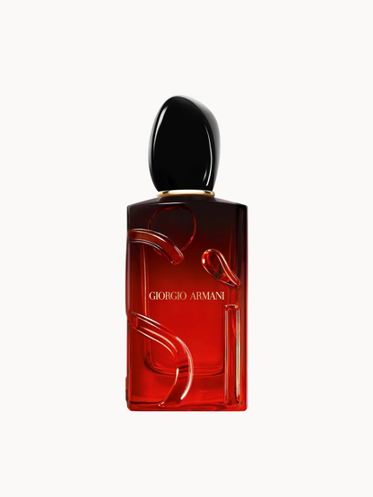 Red Armani Si Passione Intense Eau de Parfum parfume bottle on a white background