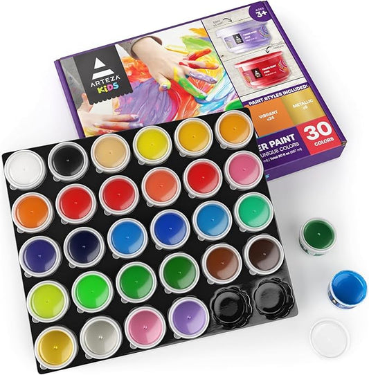 Arteza - Kids Finger Paints Washable & Nontoxic - Set of 30 Colours