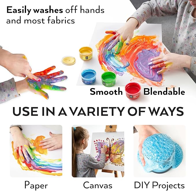 Arteza - Kids Finger Paints Washable & Nontoxic - Set of 30 Colours