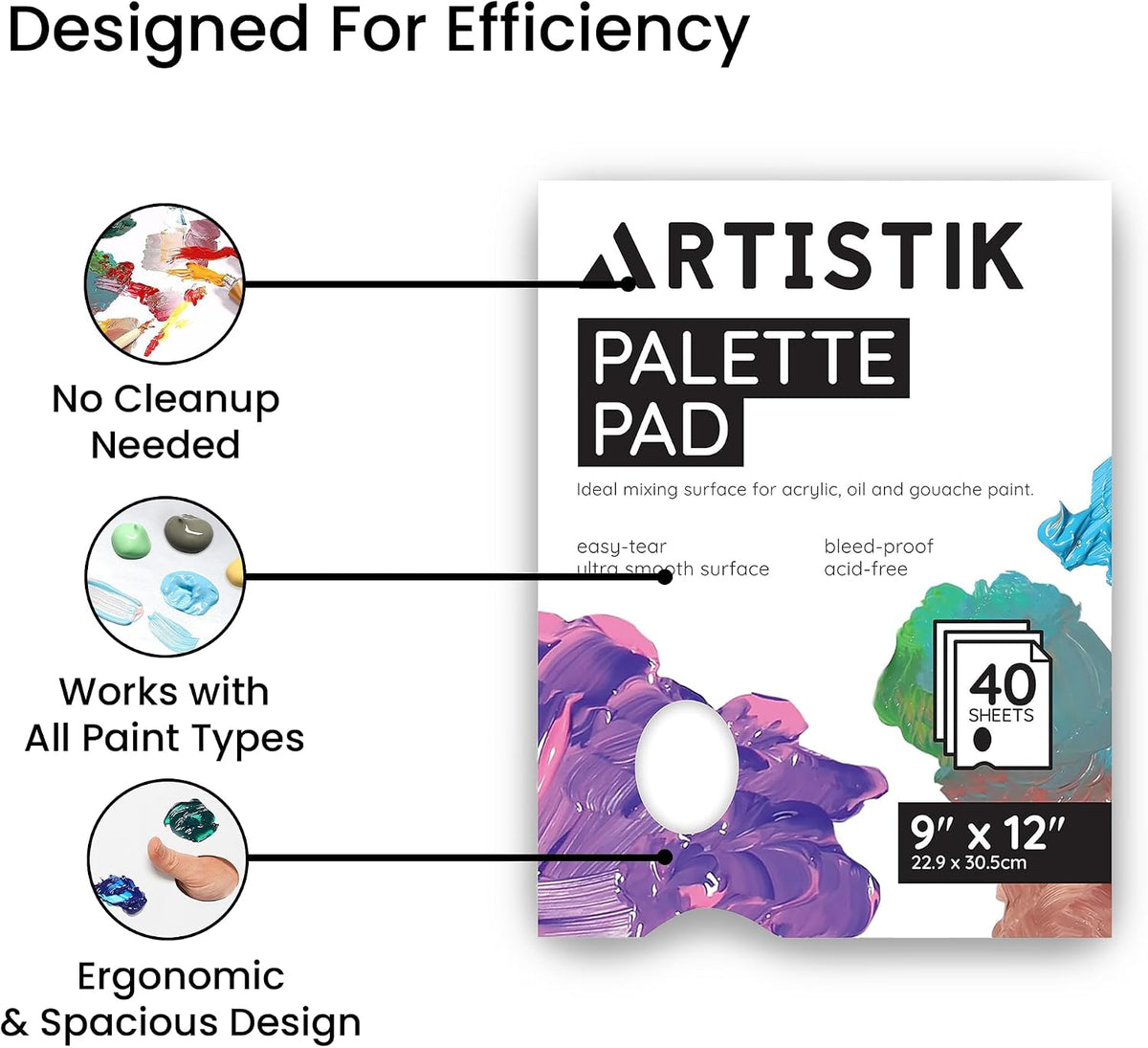 Artistik Tear-Off Disposable Palette Paper Paint Pad - 40 Sheets