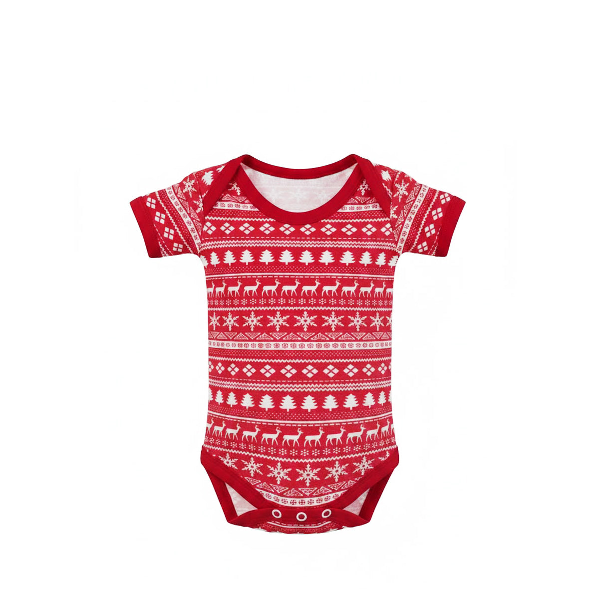 Baby Christmas Short Sleeve Bodysuit - Red