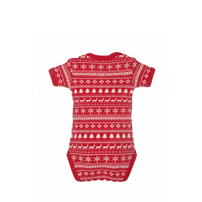 Baby Christmas Short Sleeve Bodysuit - Red