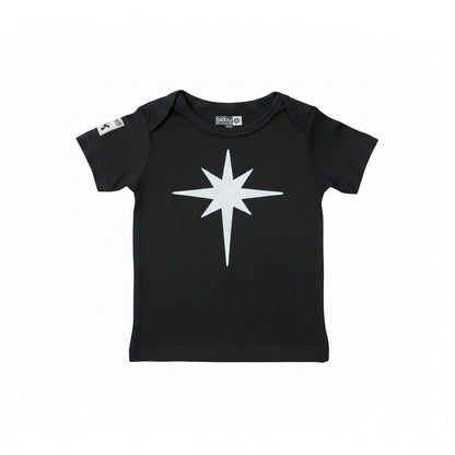 Baby Short Sleeve Cotton Star T-Shirt - Black - 6-12 months