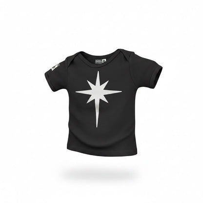 Baby Short Sleeve Cotton Star T-Shirt - Black - 6-12 months