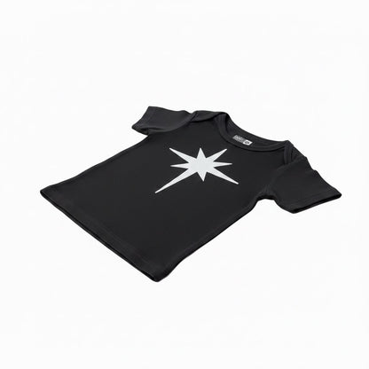 Baby Short Sleeve Cotton Star T-Shirt - Black - 6-12 months