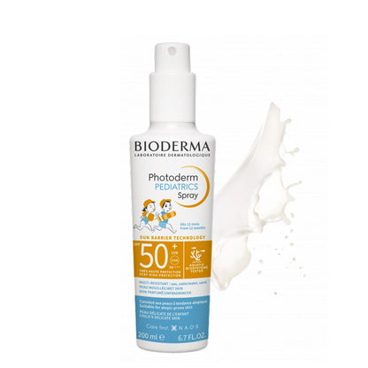 Bioderma Photoderm Pediatrics kids sunscreen Spray bottle on a white background